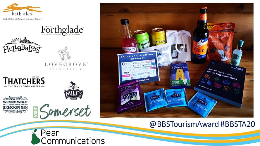 Business logos and hamper from Bristol, Bath and Somerset tourism awards